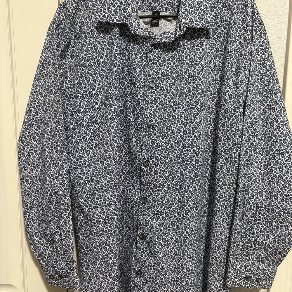 JF J.Ferrar Navy Floral Shirt - Picture 1 of 8